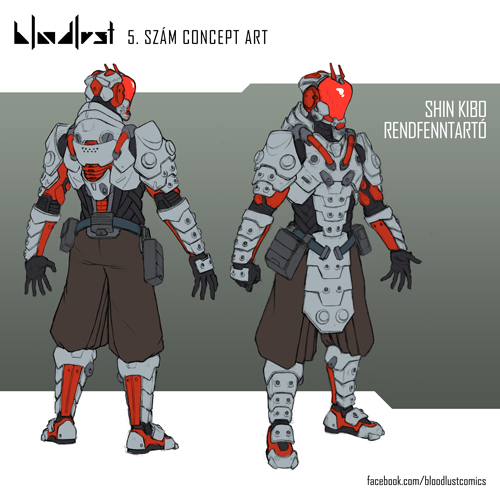 Bloodlust 5. szám concept art: Shin Kibo rendfenntartó